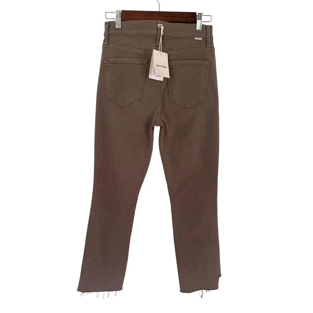 Mother The Insider Crop Step‎ Fray Jeans Capers Brown High Waisted Size 27 NEW